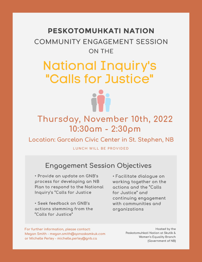 Community Engagement Poster - National Inquiry - Calls for Justice November 10 2022